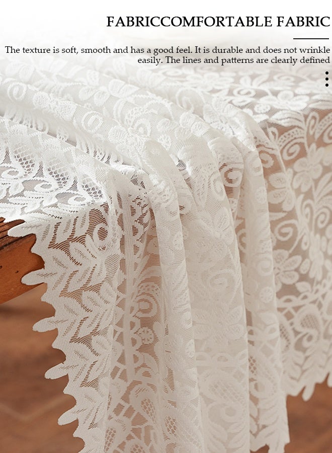 Round Tablecloth White Lace Table Cloth , Washable Hollow Mesh Table Cover,  Vintage Lace Overlay, Floral Lace Table Cloths for Catering Events, Dinner Parties, Weddings Decorations 90*90cm - Image 4