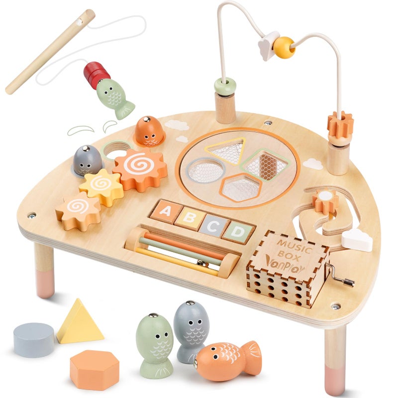 Vanplay Activity Table for 1 Year Old Montessori Toys for 1 2 Year Old Girls Boy Gifts 8 in 1 Wooden Sensory Play Table for Toddler 13 Learning Toys for Baby 1218 Months 1st Christmas Birthday Gifts - Image 2