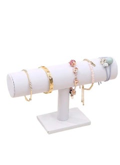 co arma Bracelet Holder and Organizer, White T Shape Beige Velvet Jewelry Display Rack  - Image 1