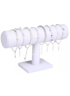 co arma Bracelet Holder and Organizer, White T Shape Beige Velvet Jewelry Display Rack  - Image 5