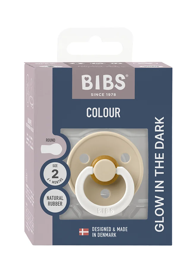 بيبس Colour Baby Pacifier, Latex Round Nipple, Size 2, 6-18 Months, Vanilla Glow, Glow-In-The-Dark, 1 Pieces
