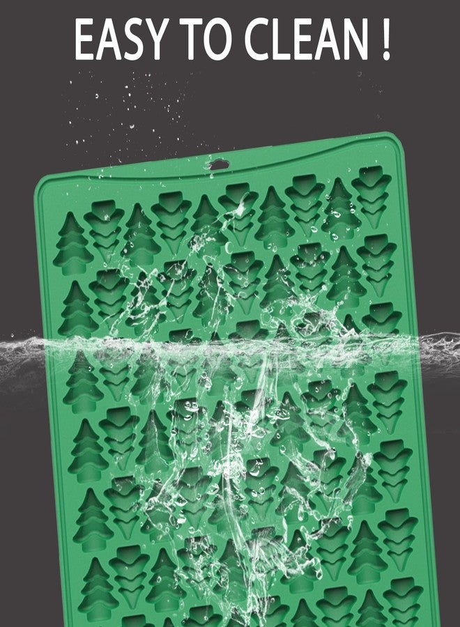 Fchil Silicone Christmas Tree Mold, 100-Cavity Nonstick Mini Xmas Chocolate Candy Molds for Gummy Jelly Dog Treats, Green - Image 3