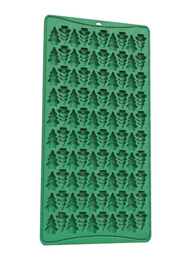 Fchil Silicone Christmas Tree Mold, 100-Cavity Nonstick Mini Xmas Chocolate Candy Molds for Gummy Jelly Dog Treats, Green - Image 1