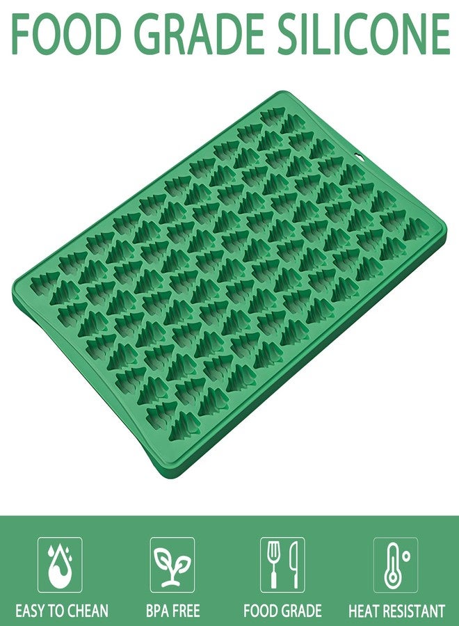 Fchil Silicone Christmas Tree Mold, 100-Cavity Nonstick Mini Xmas Chocolate Candy Molds for Gummy Jelly Dog Treats, Green - Image 4