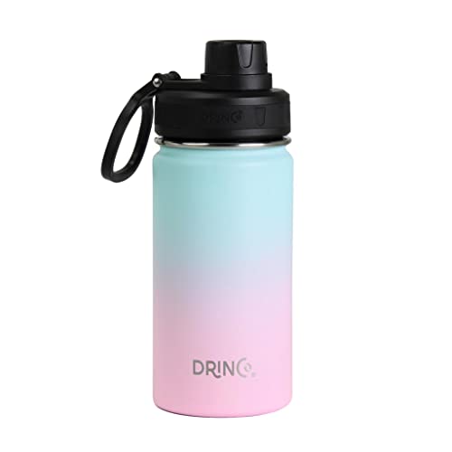 DRINCO Stainless Steel Water Bottle Spout Lid Vacuum Insulated Double Wall Water Bottle Wide Mouth 40oz 32oz 22oz 18oz 14oz Leak Proof Keeps Cold or Hot 14 oz 14oz Macaron