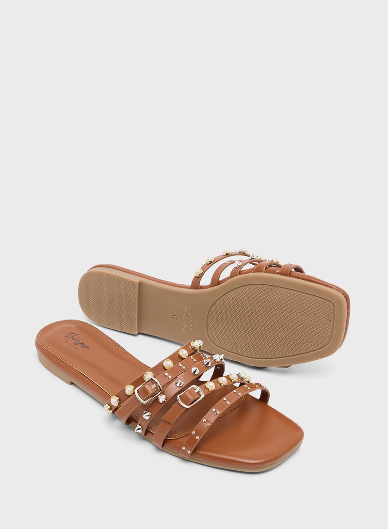 Ginger Studded Flat Sandal  - Image 3