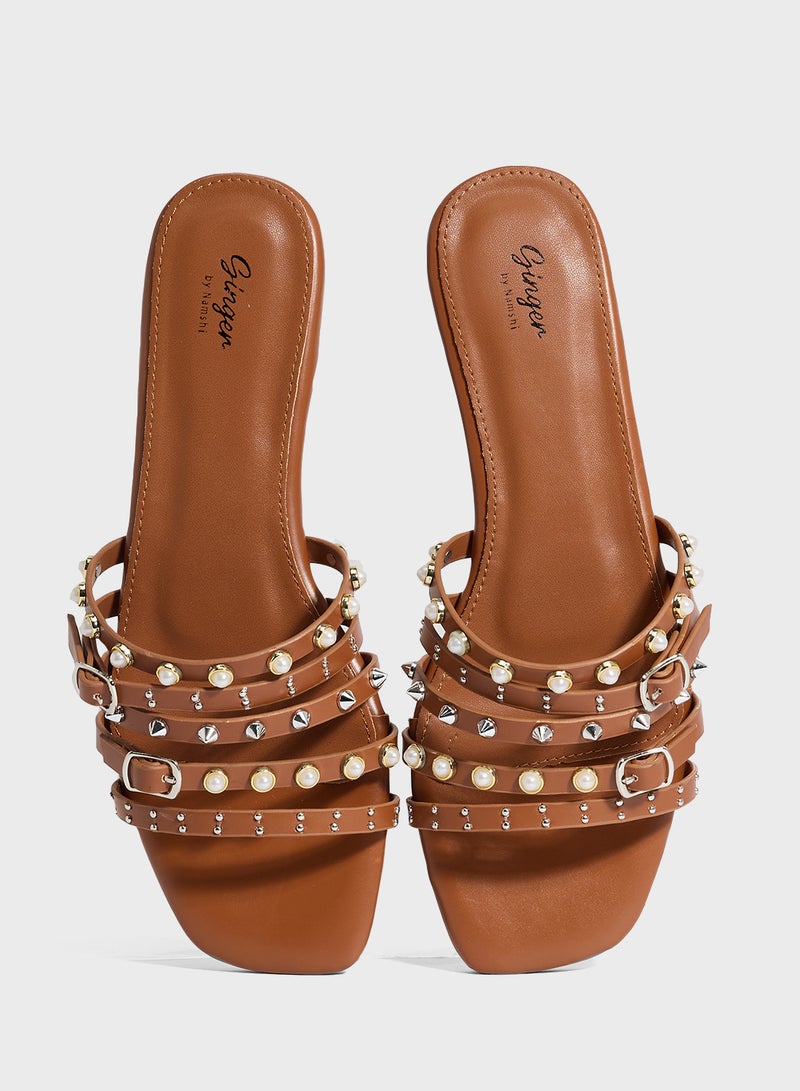 Ginger Studded Flat Sandal  - Image 4
