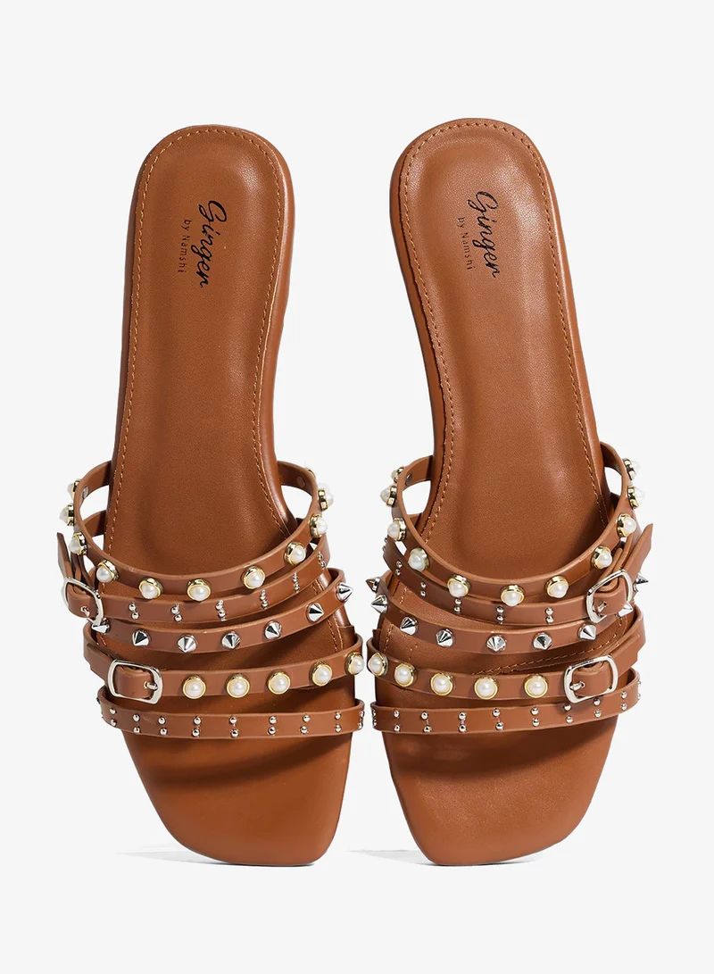 Ginger Studded Flat Sandal
