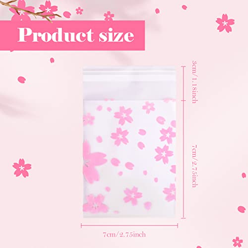 NUOMI Resealable Cellophane Bags Self-Adhesive Frosting Cherry Blossoms Bags 100Pieces Good for Bakery Candy, Cookie, Soap, Candle Gift Wraping Storage 3.1"x4" - Image 3