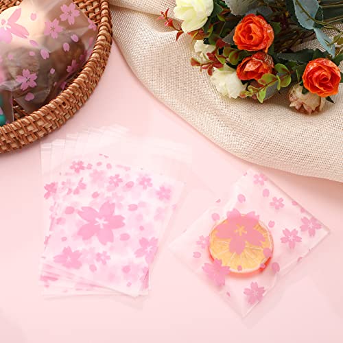 NUOMI Resealable Cellophane Bags Self-Adhesive Frosting Cherry Blossoms Bags 100Pieces Good for Bakery Candy, Cookie, Soap, Candle Gift Wraping Storage 3.1"x4" - Image 2