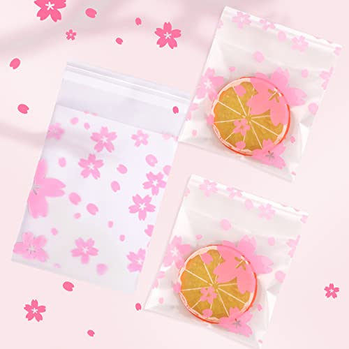 NUOMI Resealable Cellophane Bags Self-Adhesive Frosting Cherry Blossoms Bags 100Pieces Good for Bakery Candy, Cookie, Soap, Candle Gift Wraping Storage 3.1"x4" - Image 4