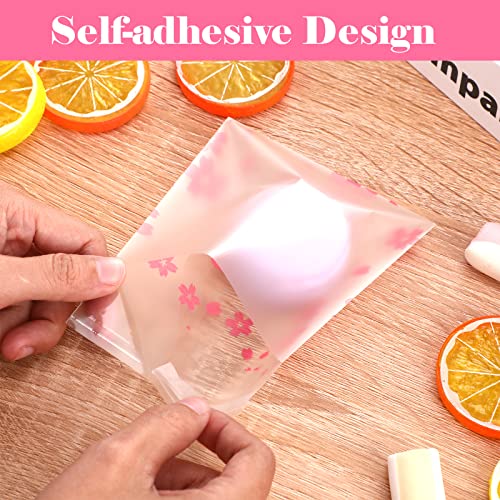 NUOMI Resealable Cellophane Bags Self-Adhesive Frosting Cherry Blossoms Bags 100Pieces Good for Bakery Candy, Cookie, Soap, Candle Gift Wraping Storage 3.1"x4" - Image 5