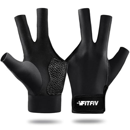 FITFIV Billiard Pool Glove for Left Hand 3 Finger, Durable Double Stitching, Snooker Cue Sport Glove Adjustable Popular Sizes for Men & Women - Image 4