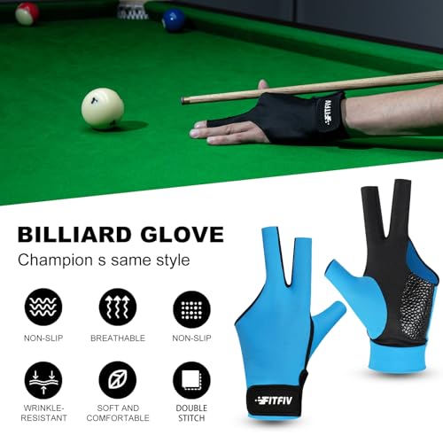 FITFIV Billiard Pool Glove for Left Hand 3 Finger, Durable Double Stitching, Snooker Cue Sport Glove Adjustable Popular Sizes for Men & Women - Image 5