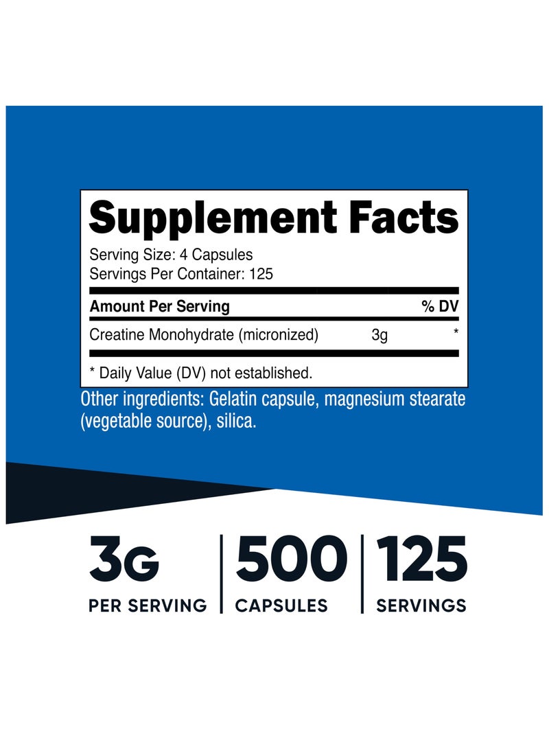 Nutricost Creatine Monohydrate Micronized Creatine Monohydrate 3G Per Serving,125 Servings / 500 Capsules  - Image 2