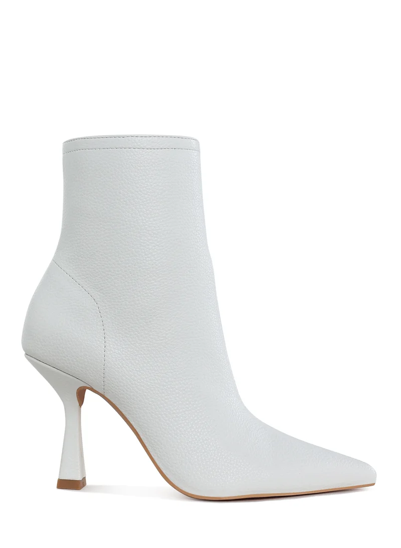 London Rag Women's Pleather Pointed Toe Ankle Boots in White