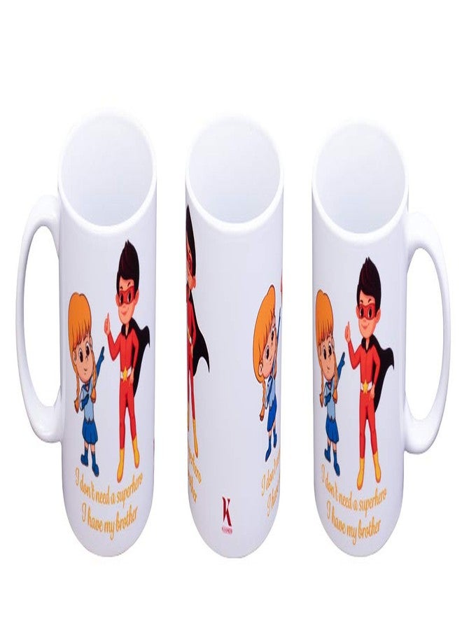 طقم هدايا راكشا باندهان من كاميري بازار، يتضمن كوبًا سعة 330 مل، وراخي كريستالي للأخ، ورولي، وشاول، وبطاقة تهنئة - لستُ بحاجة إلى بطل خارق، لديّ أخي - Image 3