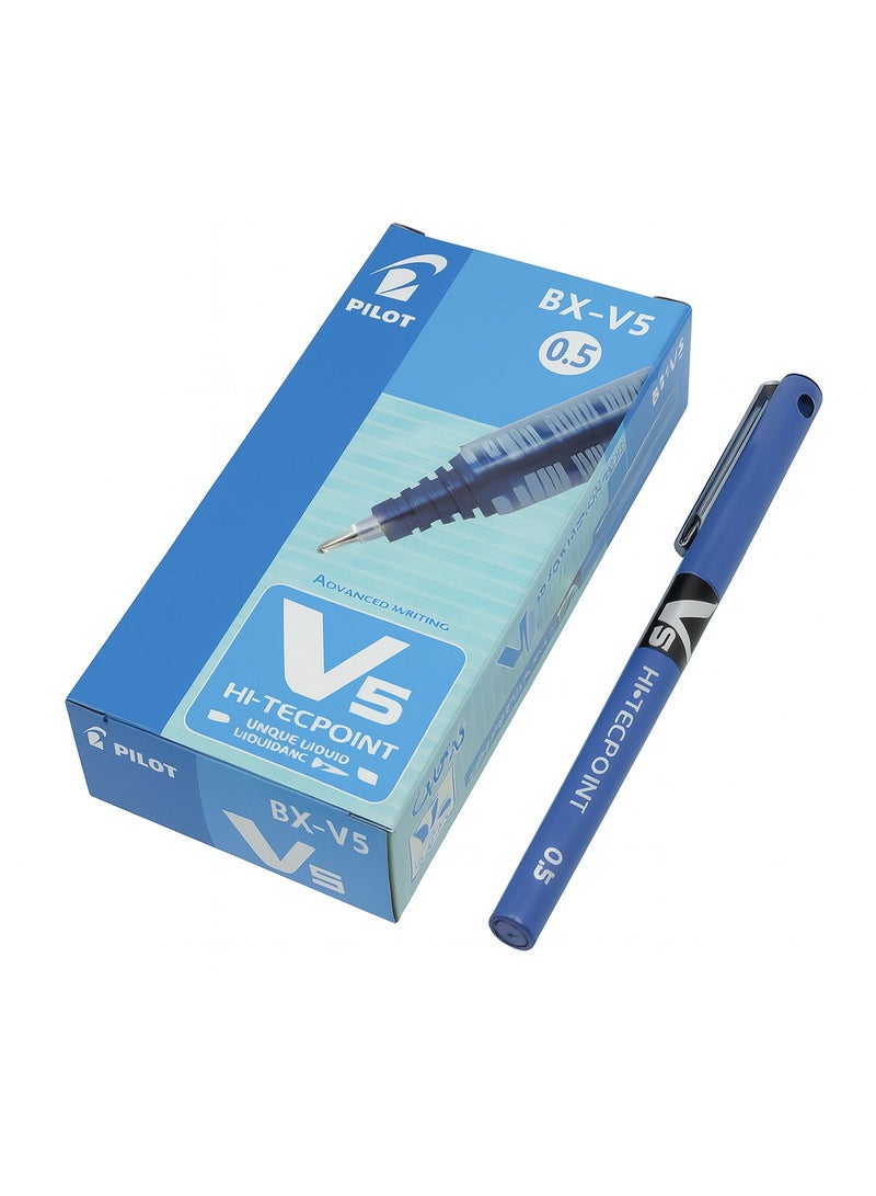 بايلوت أقلام حبر جاف رولر بايلوت بي إكس-في 5، 0.5 ملم، أزرق – مجموعة من 12 قطعة - Image 1