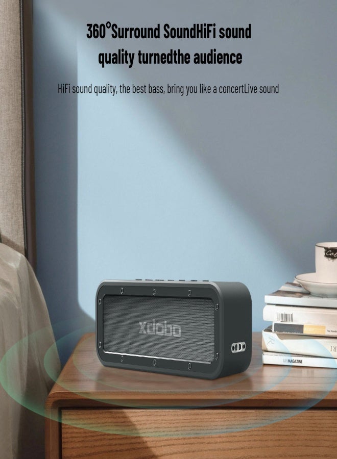 XDOBO Wake 1983 BT speaker IPX7 waterproof portable subwoofer wireless card insertion desktop speaker supports BT5.0/TF card/AUX audio/TWS interconnection - Image 2
