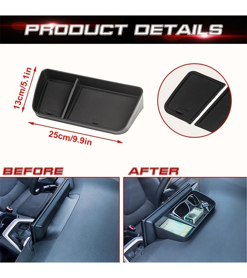 Black Anti Slip Dashboard Tray Heavy Duty Car Storage Box Open Front Design Holds Mobile Phones Keys Coins Cards Essential Road Trip Accessory For All Vehicles - Image 2