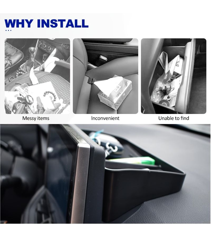 Black Anti Slip Dashboard Tray Heavy Duty Car Storage Box Open Front Design Holds Mobile Phones Keys Coins Cards Essential Road Trip Accessory For All Vehicles - Image 4