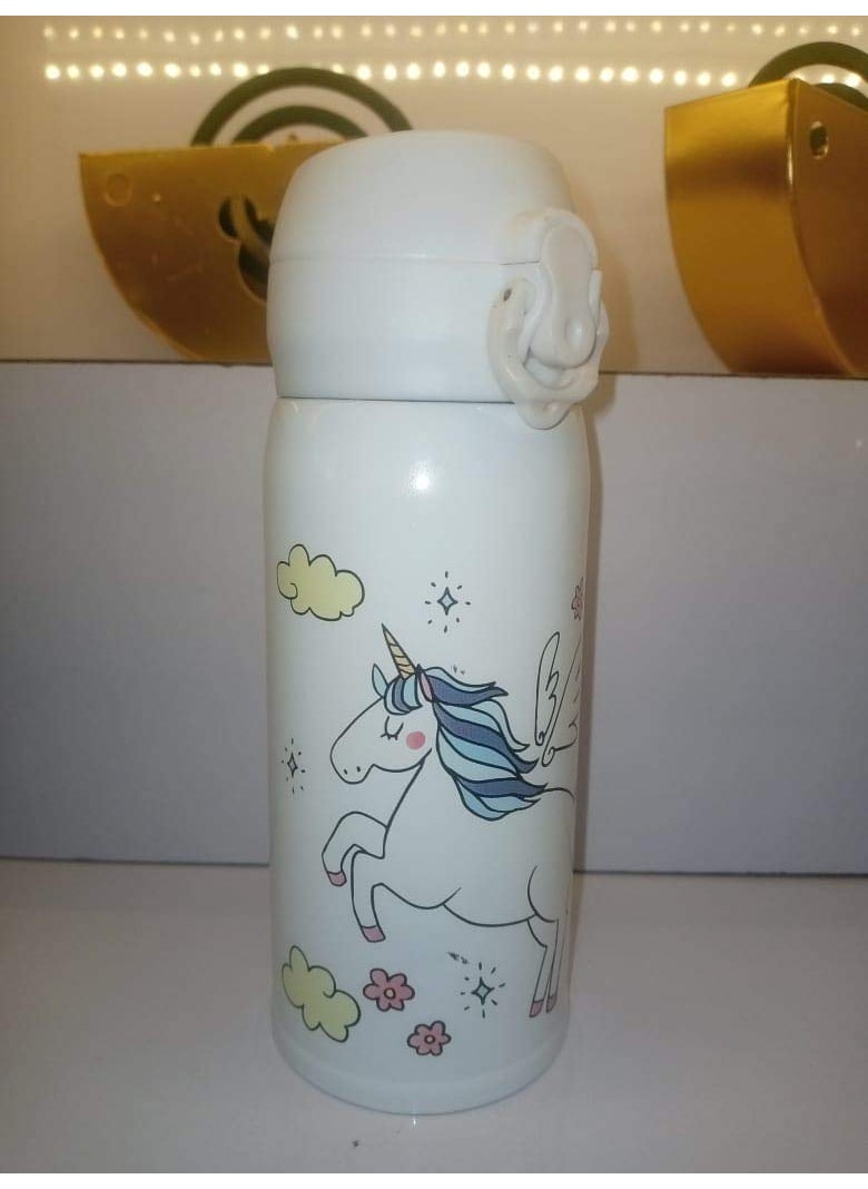 Geekmonkey Geekmonkey Pack Of 1 Unicorn Water BottleSteel Unicorn Water Bottle For Kids Gym SipperSteel Water BottlesWater Bottle For Girls 350 Ml Unicorn Flask White 350 Ml  - Image 2