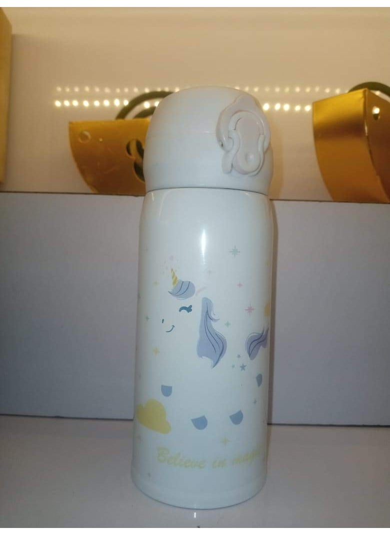 Geekmonkey Geekmonkey Pack Of 1 Unicorn Water BottleSteel Unicorn Water Bottle For Kids Gym SipperSteel Water BottlesWater Bottle For Girls 350 Ml Unicorn Flask White 350 Ml  - Image 3