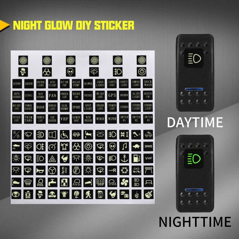 DAIERTEK 20A 12V Blue LED Illuminated Waterproof Rocker Switch - 8 Pack - Image 3