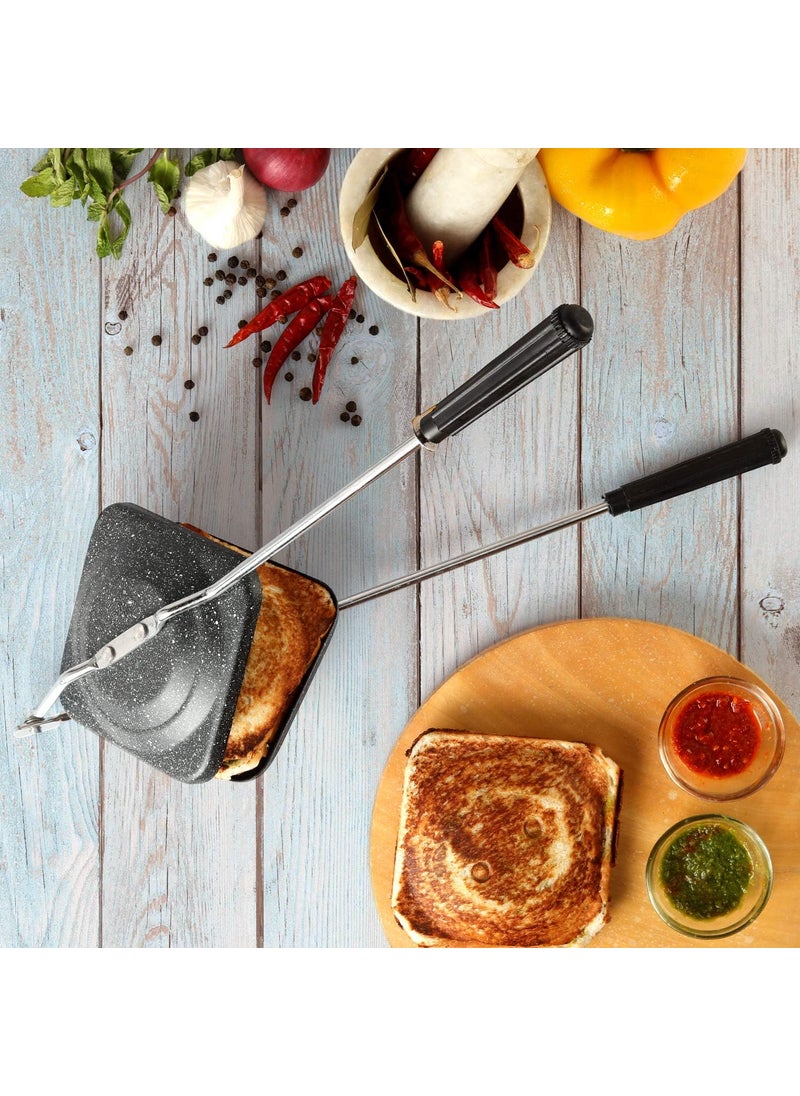 Cello Cello Prima NonStick Aluminium Sandwich Toaster with Spatter Compatibility with Gas Stoves FlameProof Design HeatResistant Handle Sandwich Maker Sandwich Toaster Black  - Image 2