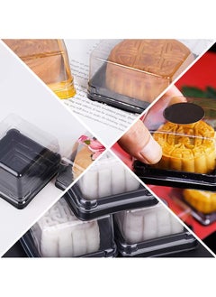SYOSI Cake Box Clear Plastic Cookies Muffins Dome Box Mooncake Box with Clear Dome for Wedding Birthday Party Supplies Black M, 100pcs Mini Clear Box Cookie Bakery Box Transparent Gift Box  - Image 5