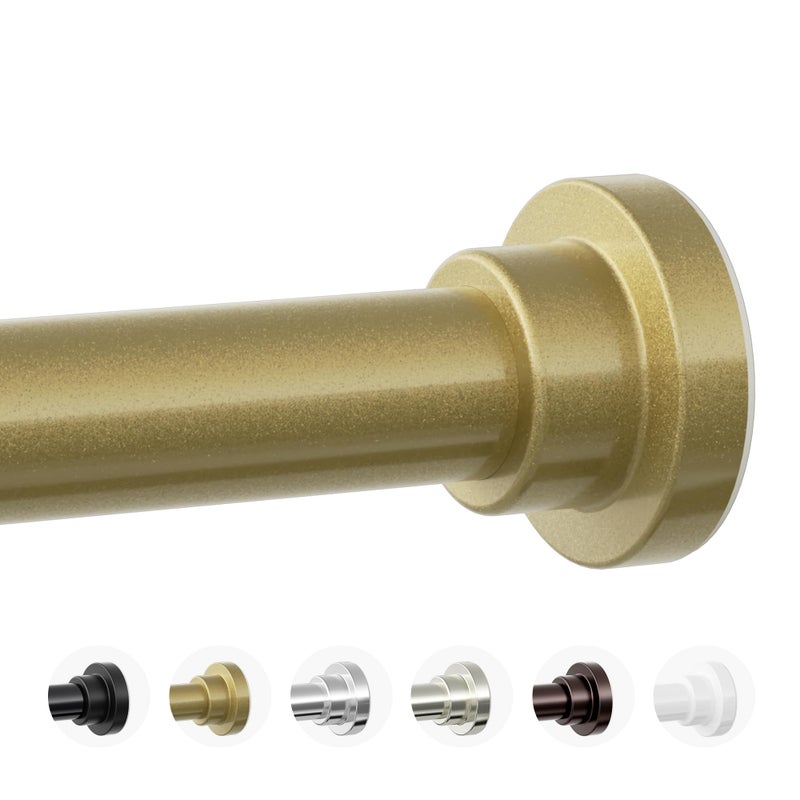 Mcrbeay Shower Curtain Rod, 1" Diameter Heavy Duty Tension Shower Rod, Non Slip Adjustable 28-74 inch No Drilling Shower Curtain Rods Spring Tension For Bathroom, Shower Stall, No Rust, Chrome Gold - Image 1