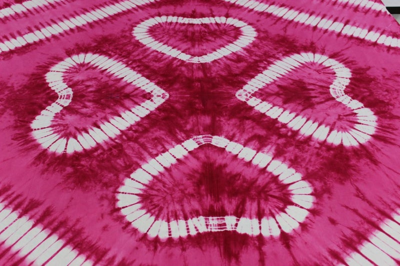 Color Nirvana Color Nirvana 120 TC 100 Cotton Hearts Design Tie Dye Double Bedsheet with 2 Pillow Covers Pink  - Image 2
