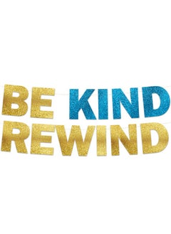 شركة ستيرلينغ جيمس لافتة Be Kind Rewind Glitter - ديكورات حفلات مضحكة بطابع التسعينيات والثمانينيات، هدايا ولوازم  - Image 1