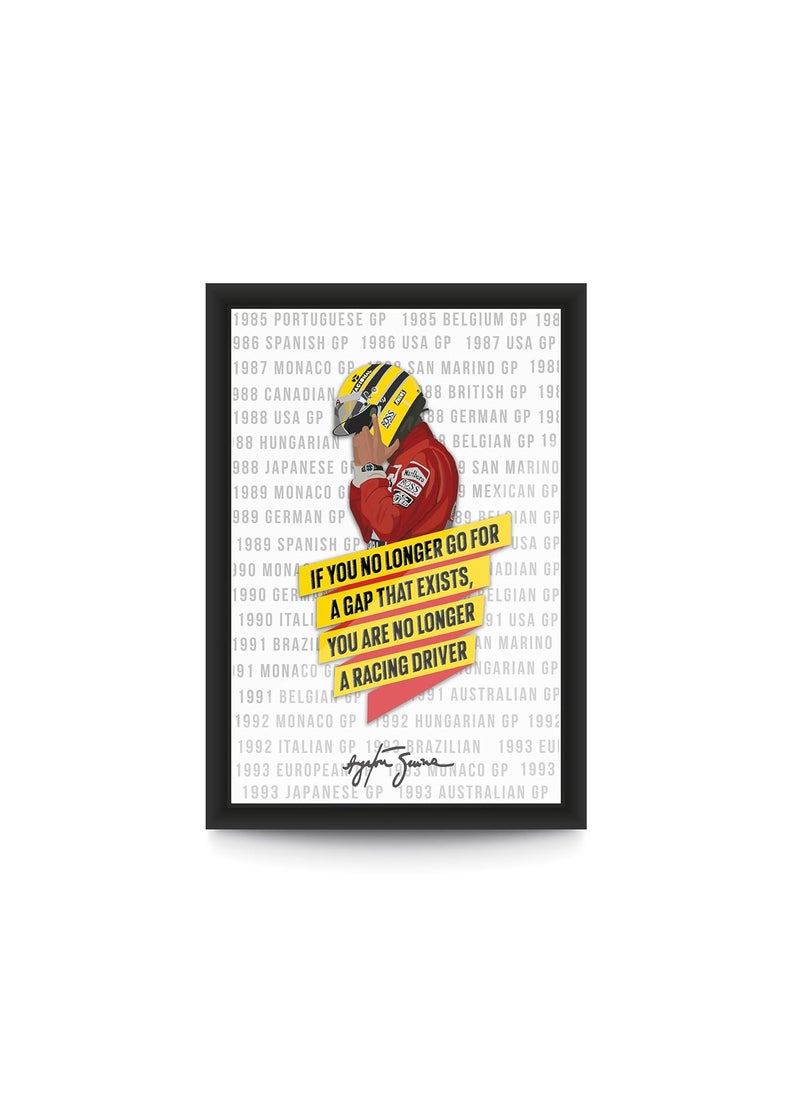 FRAMEO FRAMEO STORE Ayrton Senna Quote Poster Glass frame Senna Racing Quote wall art F1 wall frame poster A4 size 8 X 12 Inches  - Image 1