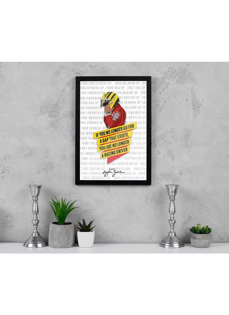 FRAMEO FRAMEO STORE Ayrton Senna Quote Poster Glass frame Senna Racing Quote wall art F1 wall frame poster A4 size 8 X 12 Inches  - Image 2