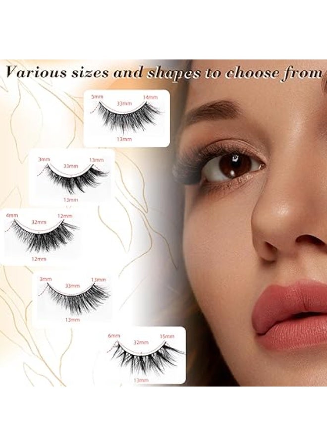 False eyelash,5 Pairs Fox False Eyelashes,Naturally curled faux mink lashes, 3D Eyelashes Handmade False Eyelash Set, Professional False Eyelashes Voluminous, thick strip lashes - Image 2