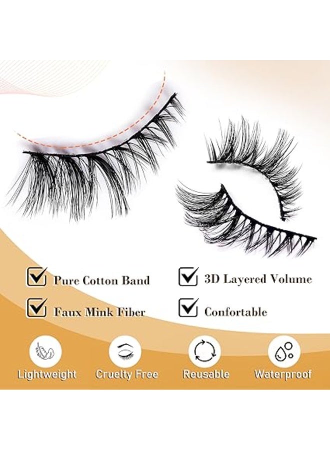 False eyelash,5 Pairs Fox False Eyelashes,Naturally curled faux mink lashes, 3D Eyelashes Handmade False Eyelash Set, Professional False Eyelashes Voluminous, thick strip lashes - Image 3