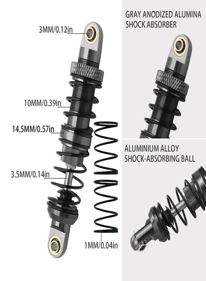 HYBDX Rc Aluminum alloy Shocks- Absorber For 1/10 RC tracked vehicle RC Crawler Car Axial SCX10 AXI03007 RBX10 D90 TRX4 (2.6in, Grey) - Image 3