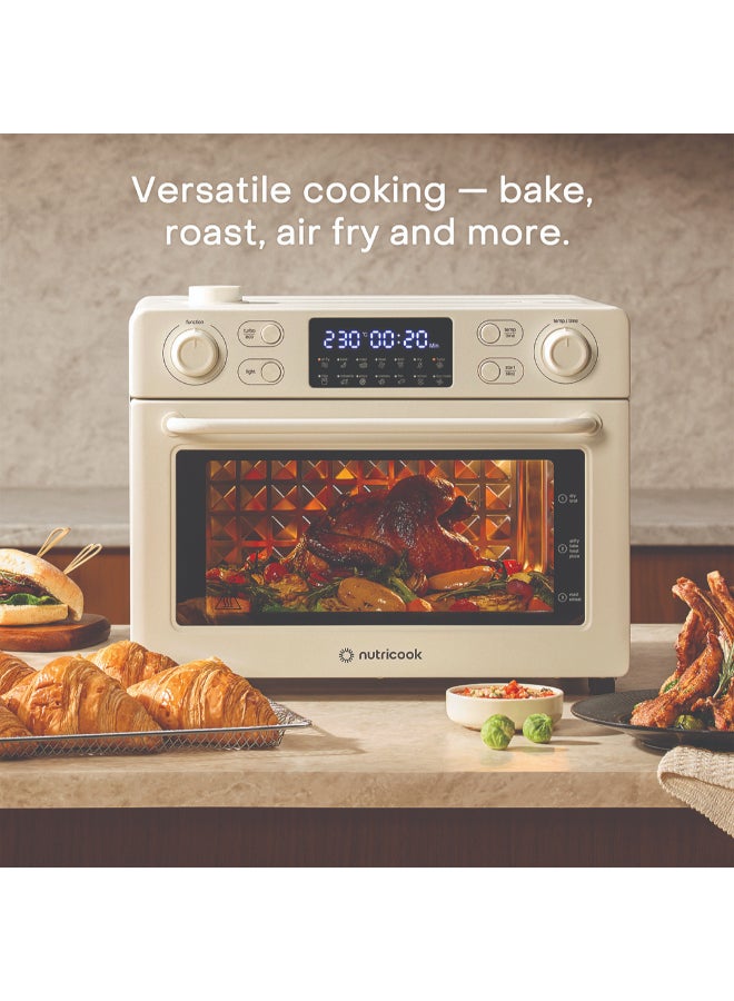 nutricook Air Fryer + Toaster Oven – 30L Stainless Steel Oven with Rotisserie, Steam-Infused Cooking, 12 Smart Programs, Dual Fan Speeds, 6 Heating Elements, Crystal-Clear Window, 2-Year Warranty 30 L 1700 W NC-AFTO330BG Beige - Image 2