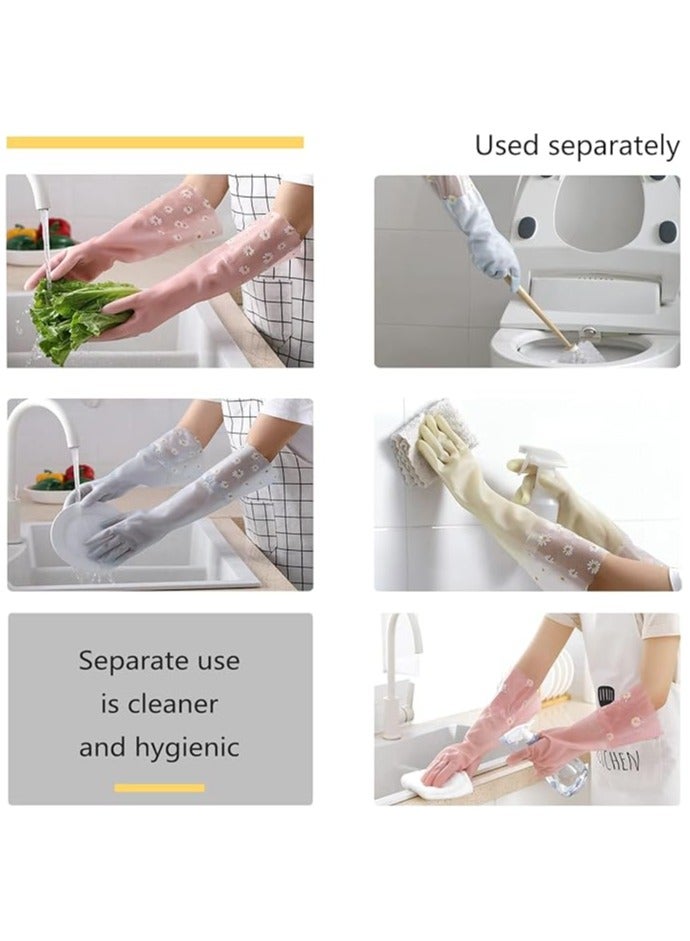 Dishwashing Cleaning Gloves 3Pairs, Large Reusable Rubber Gloves Non-Slip, Long Sleeves for Laundry Kitchen Gardening Waterproof Household, Kitchen Cleaning Food Handling, Painting, Pet Care  - Image 3