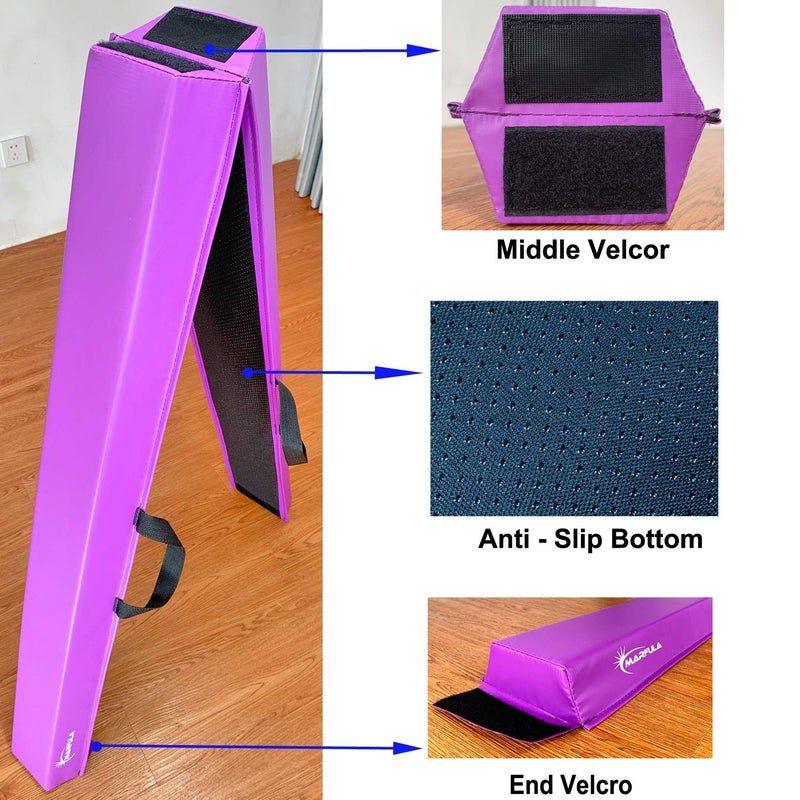 MARFULA 6 FT / 8 FT / 9 FT / 10 FT Balance Beam Folding Floor Gymnastics Equipment for Kids, Non Slip Base, Gymnastics Beam for Training Home Gym Use Purple - Image 5