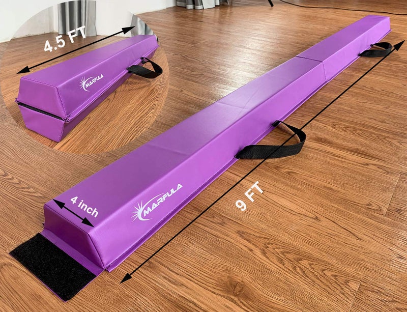MARFULA 6 FT / 8 FT / 9 FT / 10 FT Balance Beam Folding Floor Gymnastics Equipment for Kids, Non Slip Base, Gymnastics Beam for Training Home Gym Use Purple - Image 2
