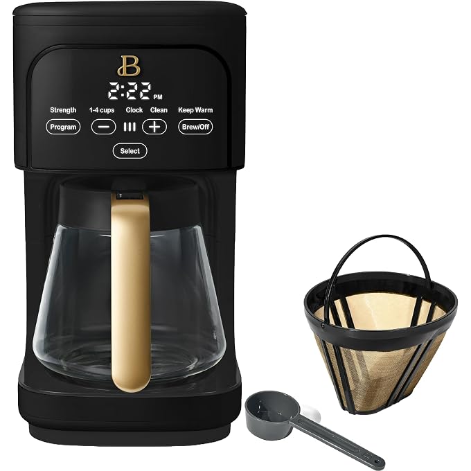 12 Cup Programmable Coffee Maker - Touch-Activated Display Drip Coffee Machine with 14 Cup Mode, Glass Carafe, Reusable Filter & 24-Hour Delay Brew (Black Sesame) - Image 1