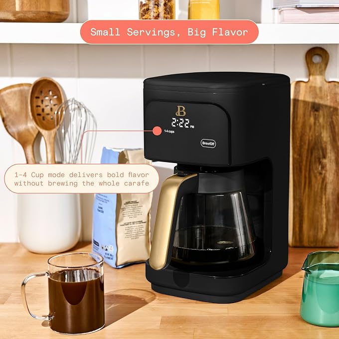 12 Cup Programmable Coffee Maker - Touch-Activated Display Drip Coffee Machine with 14 Cup Mode, Glass Carafe, Reusable Filter & 24-Hour Delay Brew (Black Sesame) - Image 3