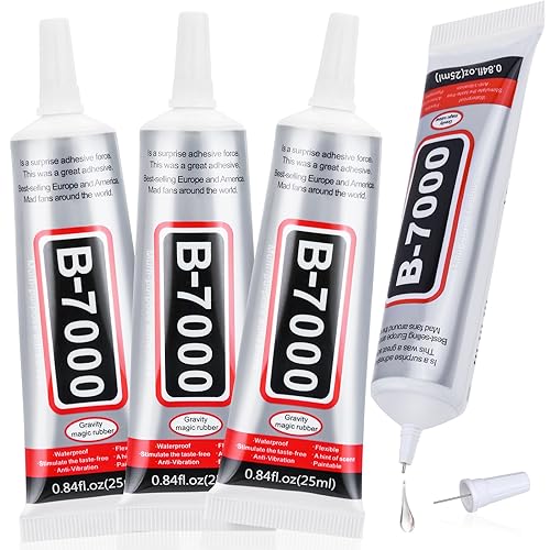 Jollidecor B7000 Jewelry Glue Clear 4 PCS 25ML Rhinestone Adhesive with Precision Tip for Paper Crafts Card Making Jewelry Stone Metal Nail Art All Purpose - Image 1