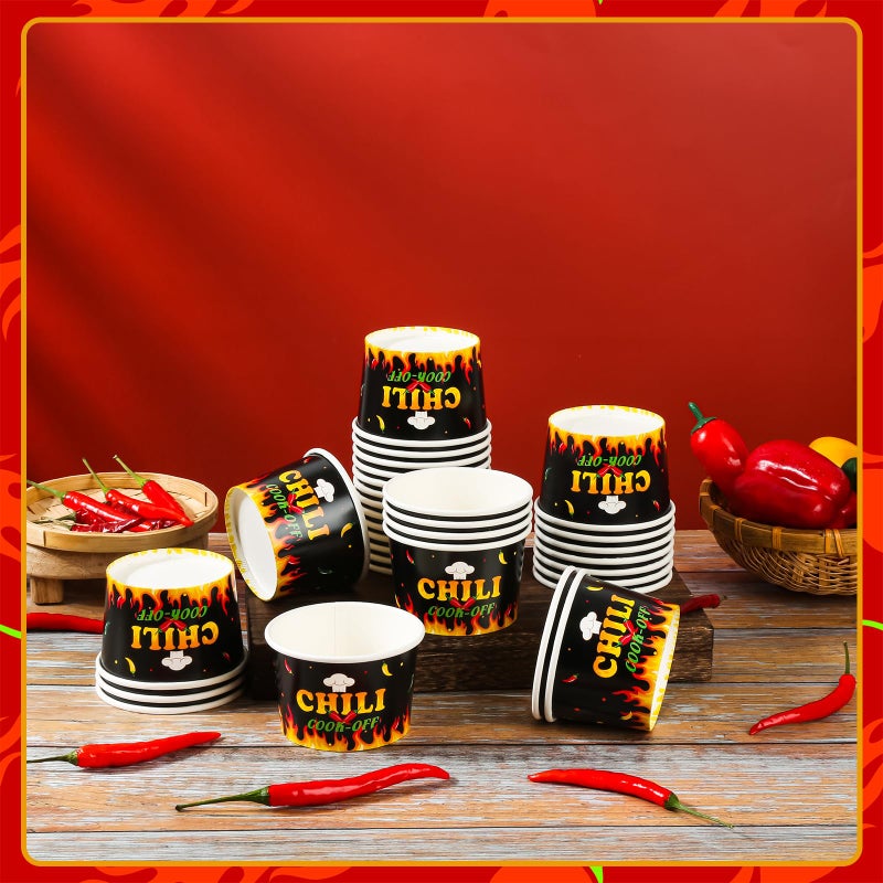 Purhapfre 60Pcs Chili Cook Off Decorations Chili Cook Off Bowls 9 oz Chili Cups Disposable Chili Tasting Cups Sample Cups for Tasting Chili Cook Off Supplies Tasting Bowls Cups - Image 4