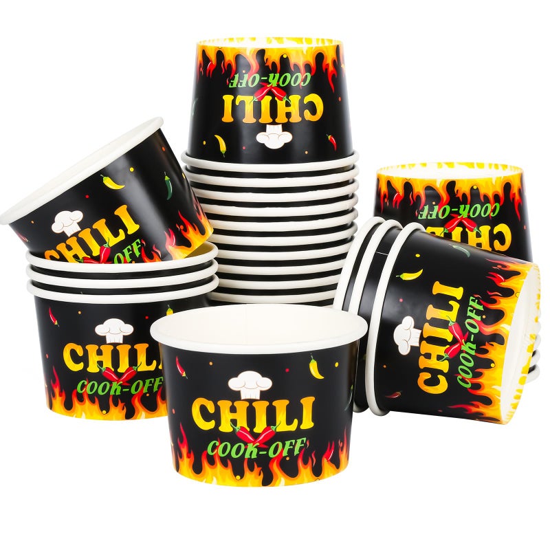 Purhapfre 60Pcs Chili Cook Off Decorations Chili Cook Off Bowls 9 oz Chili Cups Disposable Chili Tasting Cups Sample Cups for Tasting Chili Cook Off Supplies Tasting Bowls Cups - Image 1
