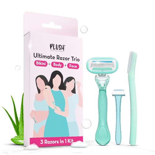 Plush The Ultimate Razor Trio Kit | Bikini, Body & Face Razor for Woman | 3-in-1 Hair Removal Kit | Smooth, Precise & Gentle Shave | Travel-Friendly & Easy to Use | Zero Cuts & Bumps - Image 1