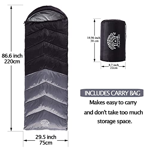 Flantree Sleeping Bag 4 Seasons Adults & Kids for Camping Hiking Trips Warm Cool Weather,Lightweight and Waterproof with Compression Bag,Indoors Outdoors Activities - Image 2