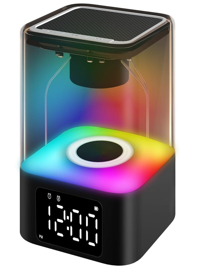 JALL Night Light Bluetooth Speaker, 【2025 Upgraded】 Multi Colorful Changing Bedside Lamp Alarm Clock, Best Birthday Ideas for 10 11 12 13 14 Year Old Teenage Boy Girl, Black - Image 1